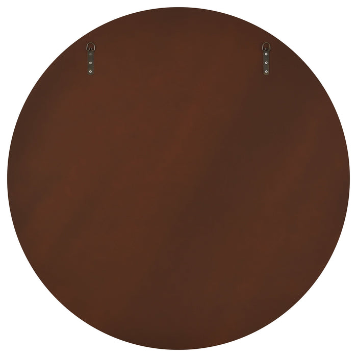 Dexter 40 x 40 Inch Round Reeding Frame Wall Mirror Brown