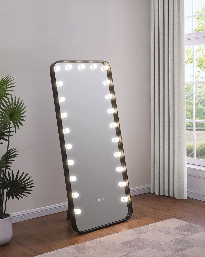Espejo de pie LED Canton de 32 x 71 pulgadas con altavoces negro