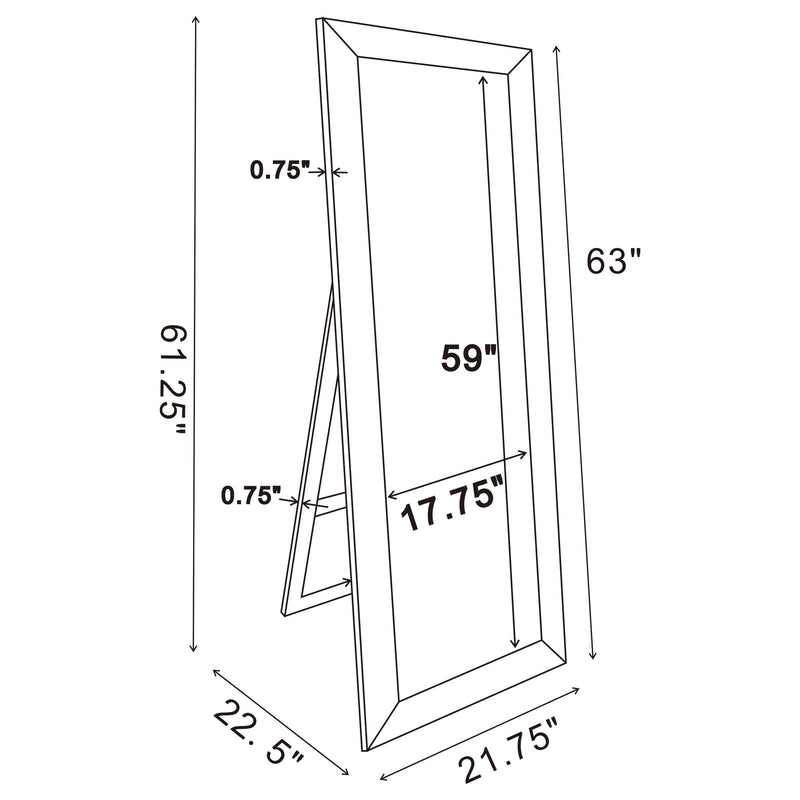 Soline 22 x 61 Inch Framed Standing Floor Mirror Silver
