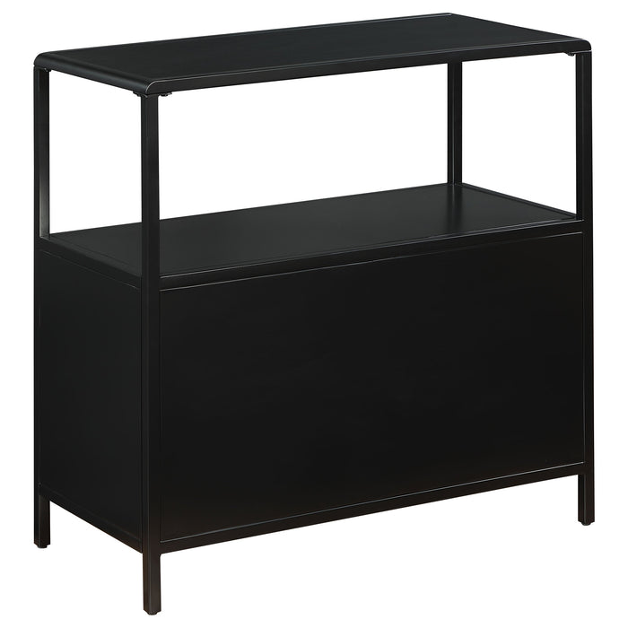 Amherst 3-shelf Radio Weave Cane Metal Accent Cabinet Black