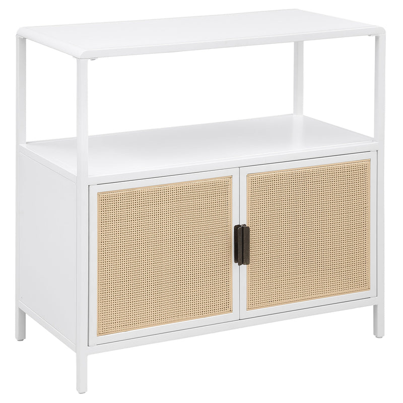 Amherst 2-door Radio Weave Cane Metal Accent Cabinet