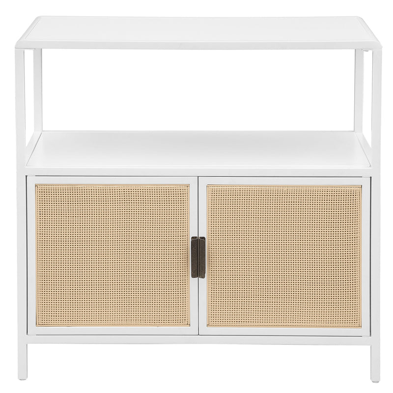 Amherst 2-door Radio Weave Cane Metal Accent Cabinet