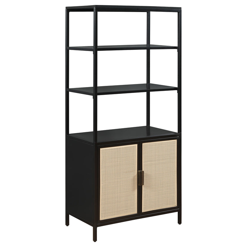 Amherst 3-shelf Radio Weave Cane Metal Accent Cabinet