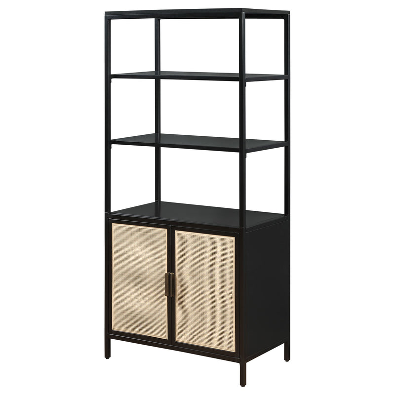 Amherst 3-shelf Radio Weave Cane Metal Accent Cabinet