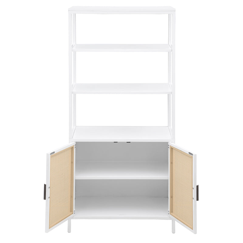 Amherst 3-shelf Radio Weave Cane Metal Accent Cabinet