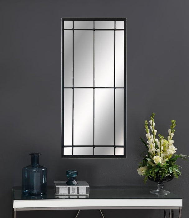 Annetta 24 x 52 Inch Window Pane Wall Mirror Black