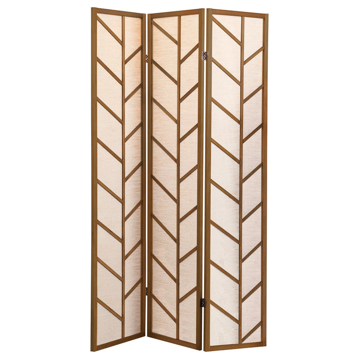 Mila Foldable 3-panel Screen Walnut and Linen