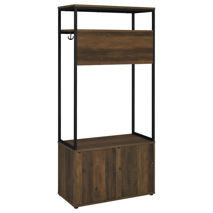 Quincy 2-door Engineered Wood Hall Tree Dark Pine and Black