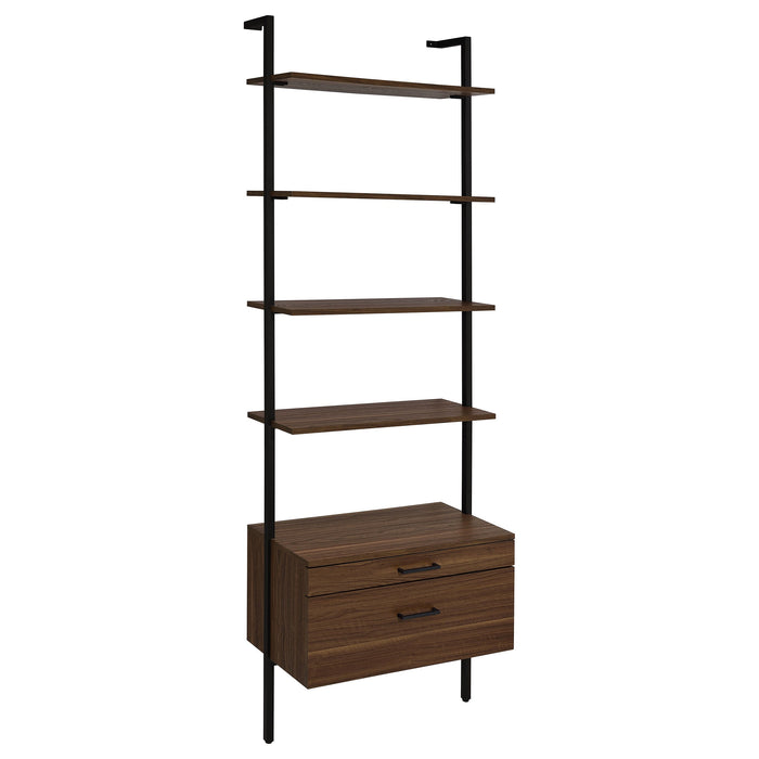 Owens  96-inch Wall Mounted Bookshelf Set Walnut