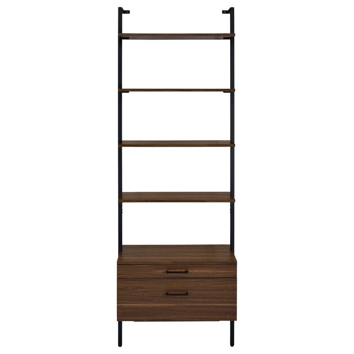 Owens  96-inch Wall Mounted Bookshelf Set Walnut