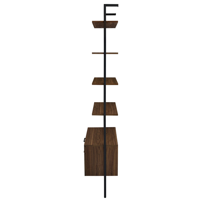 Owens  96-inch Wall Mounted Bookshelf Set Walnut