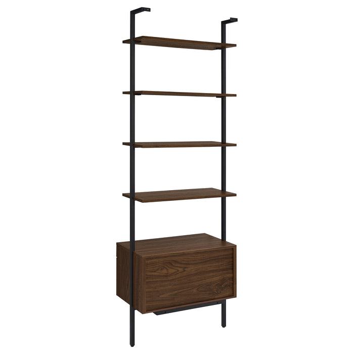 Owens  96-inch Wall Mounted Bookshelf Set Walnut
