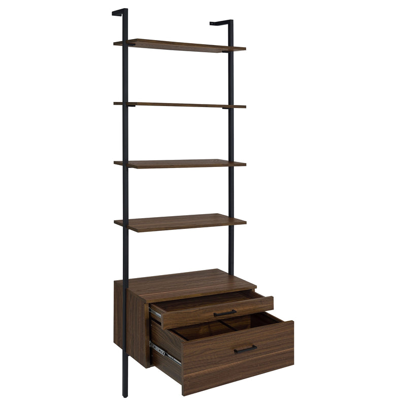 Estantería de pared Owens de 96 pulgadas y 4 repisas para almacenamiento, Nogal