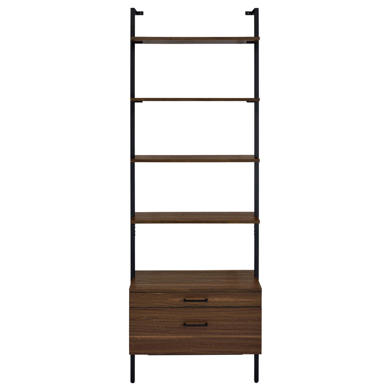Estantería de pared Owens de 96 pulgadas y 4 repisas para almacenamiento, Nogal