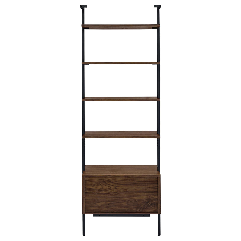 Estantería de pared Owens de 96 pulgadas y 4 repisas para almacenamiento, Nogal