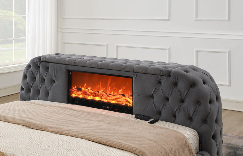 Quinn Gray Velvet Bedroom Collection