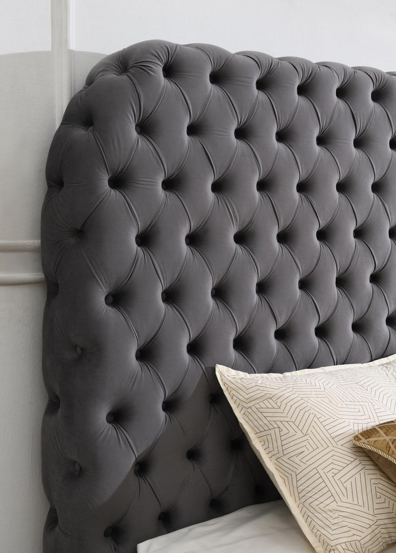 Quinn Gray Velvet Bedroom Collection