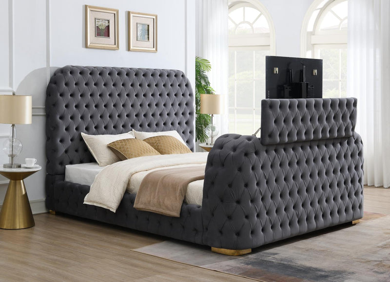 Quinn Gray Velvet Bedroom Collection