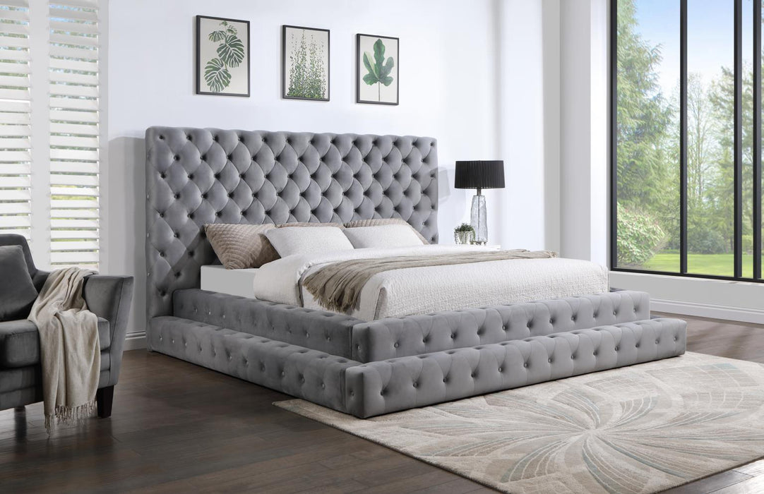 Maya Gray Velvet Bedroom Collection