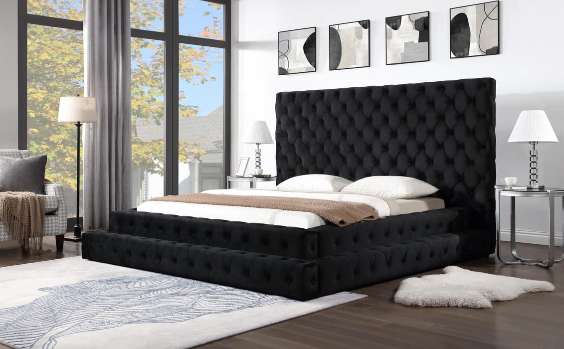 Maya Black Luxurious Velvet Bedroom Collection