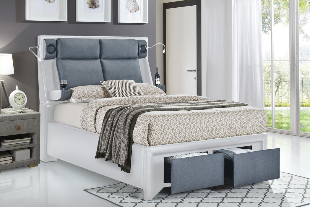 Harleson White Bluetooth Bedroom Collection