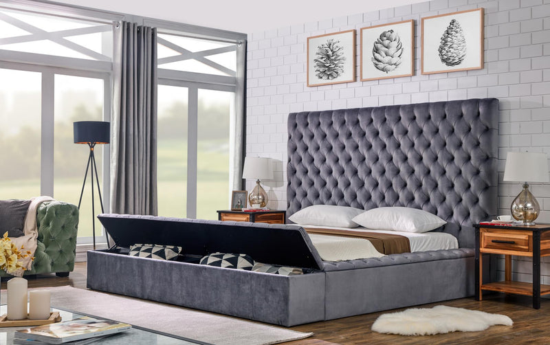 Colección de dormitorio Hillsway de terciopelo gris