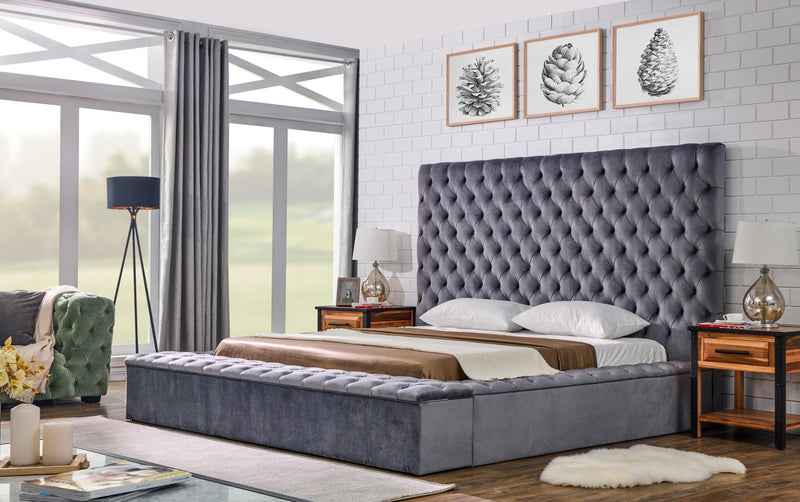 Colección de dormitorio Hillsway de terciopelo gris