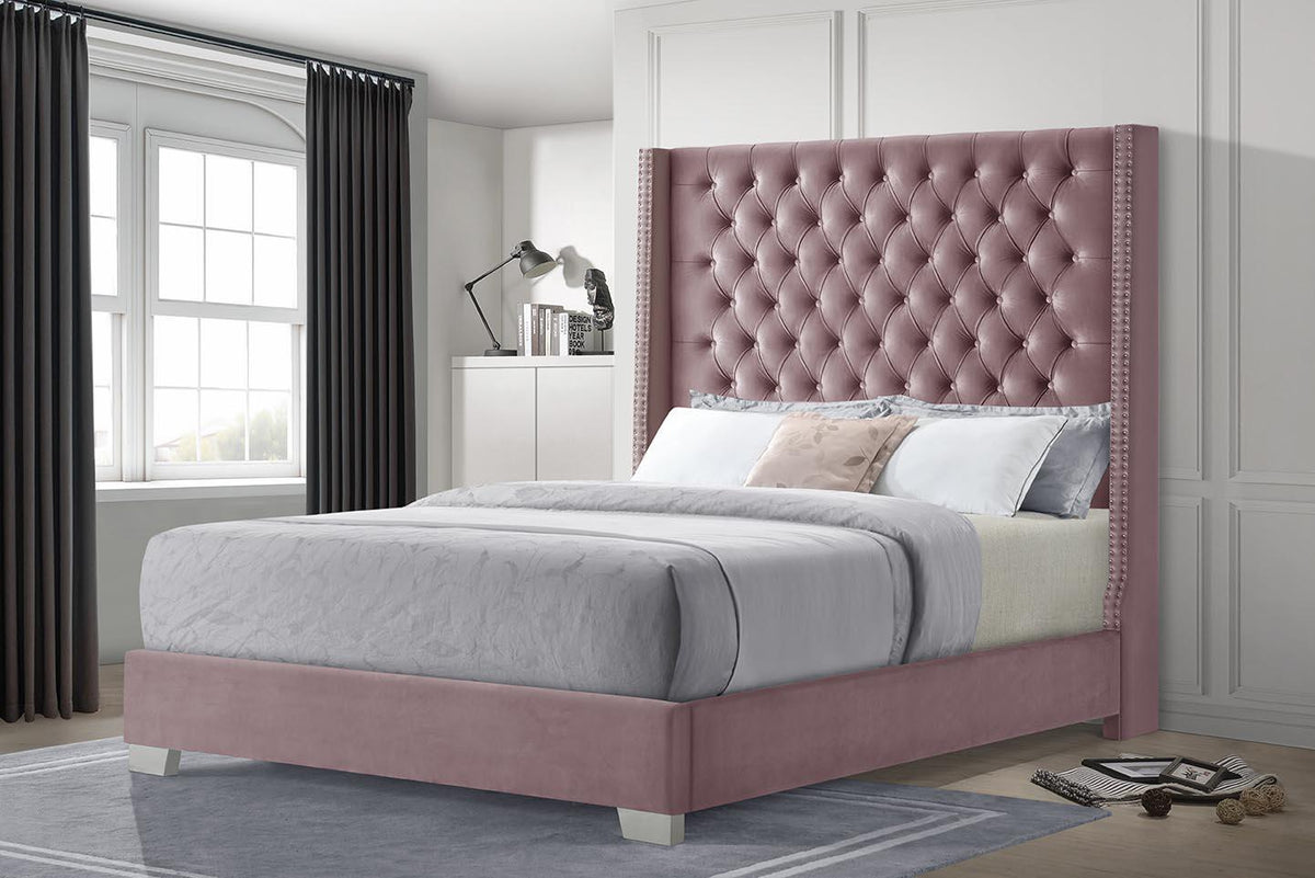 Keanna Pink Velvet Bedroom Collection — M&V Mattress and Furniture