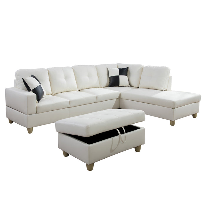 White Faux Leather 3-Piece Couch Living Room Sofa Set F092