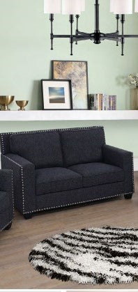 Black Linen 3-Piece Living Room Sofa Set BE-F2501