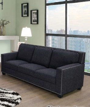 Black Linen 3-Piece Living Room Sofa Set BE-F2501