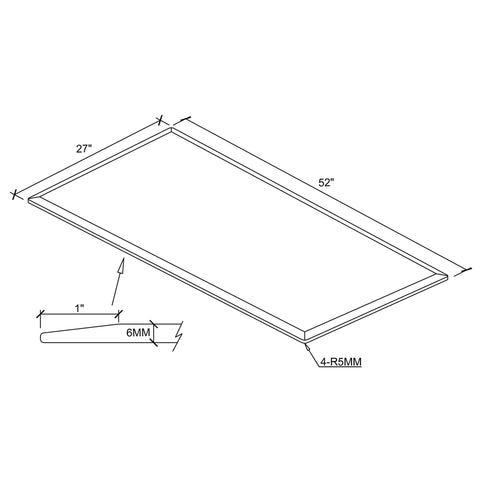 60x36-inch 6mm Rectangular Clear Tempered Glass Top