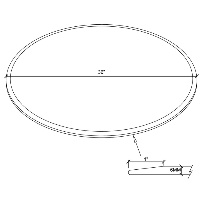 36-inch 6mm Round Clear Tempered Glass Top