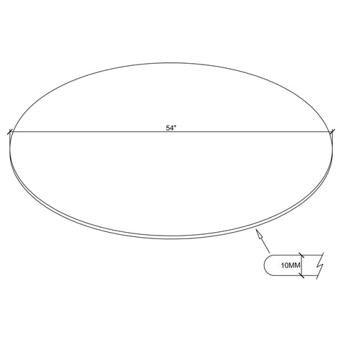52-inch 12mm Round Clear Tempered Glass Top