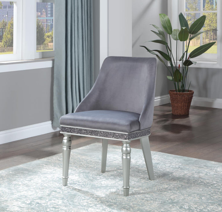 Silver Shimmer Velvet Arm Chair (2/Box)