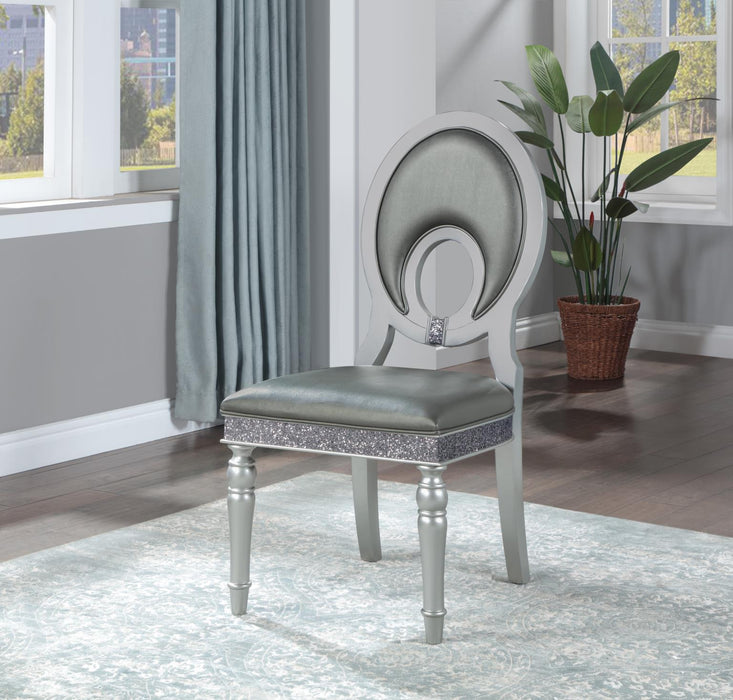 Silver Shimmer Velvet Arm Chair (2/Box)