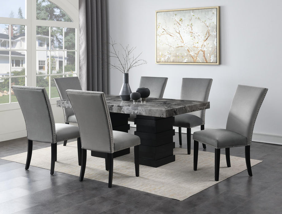 Gray Faux Marble Dining Table