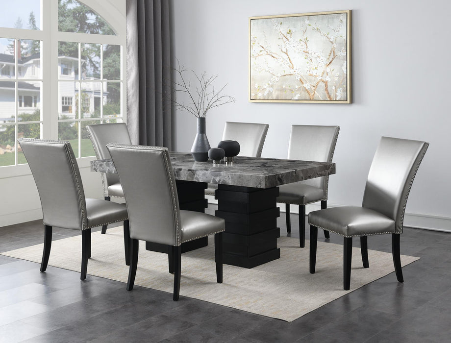 Gray Faux Marble Dining Table