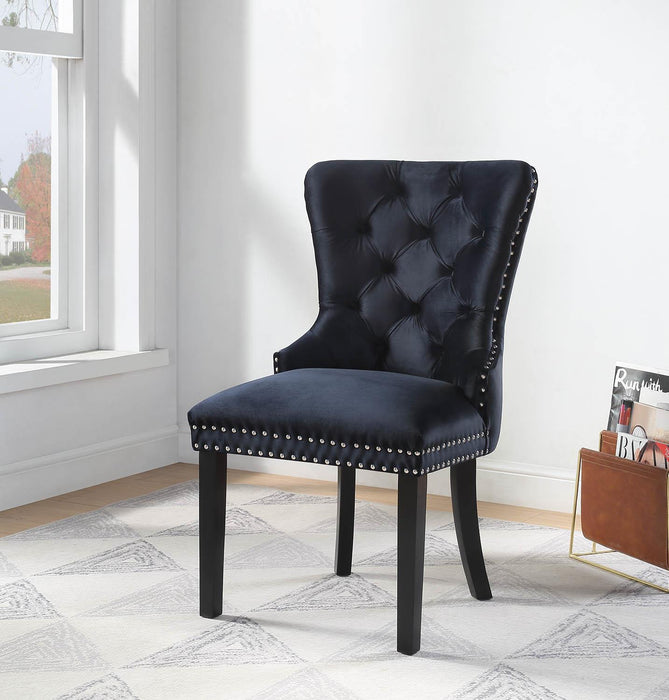 High Back Black Velvet Wing Chair W/Acrylic Legs