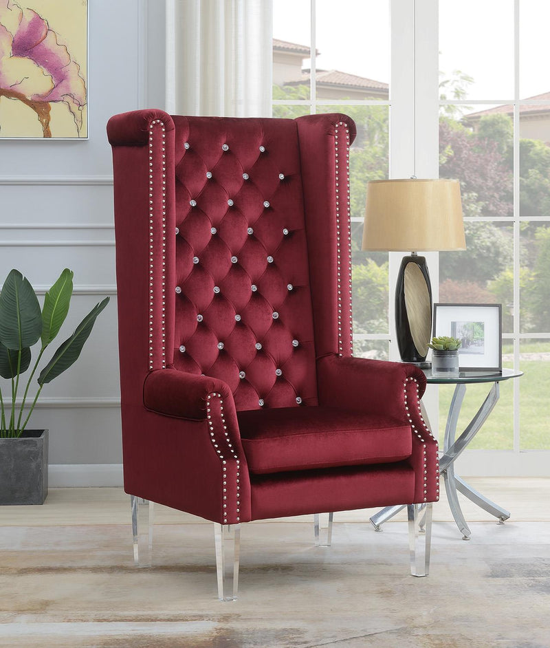 Sillón orejero de terciopelo de alta calidad con patas acrílicas