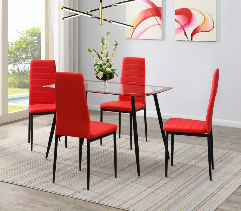 Red Dining Table & 4 Chairs