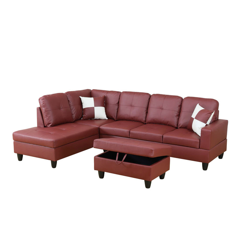 Colección Reno sala de estar seccional rojo oscuro