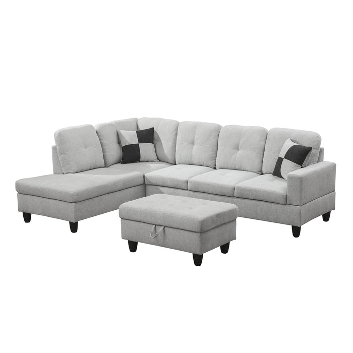 Off-white Flannel 3-Piece Couch Sectional Living Room Sofa Set BE-F121