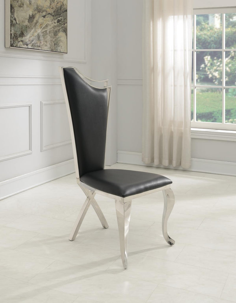 Silla de comedor de PU negra (precio por silla/cantidad mínima 2)