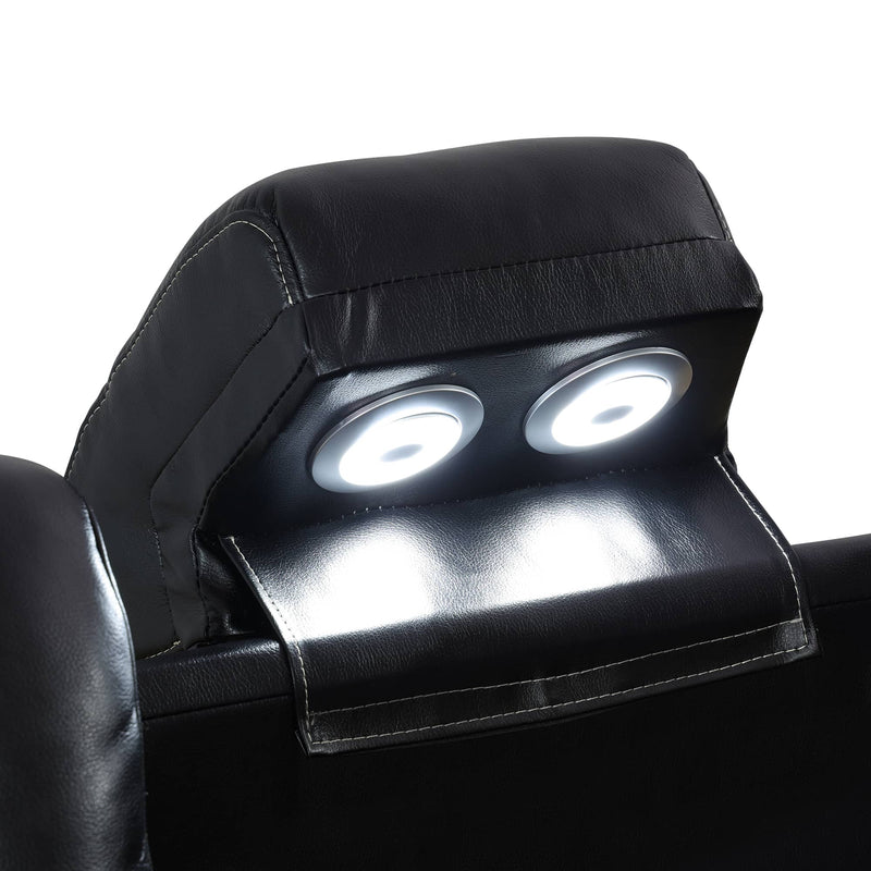 Juego de sofás reclinables de sala de estar de 3 piezas de cuero negro transpirable