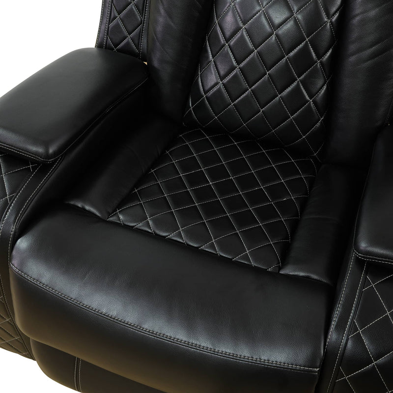Juego de sofás reclinables de sala de estar de 3 piezas de cuero negro transpirable
