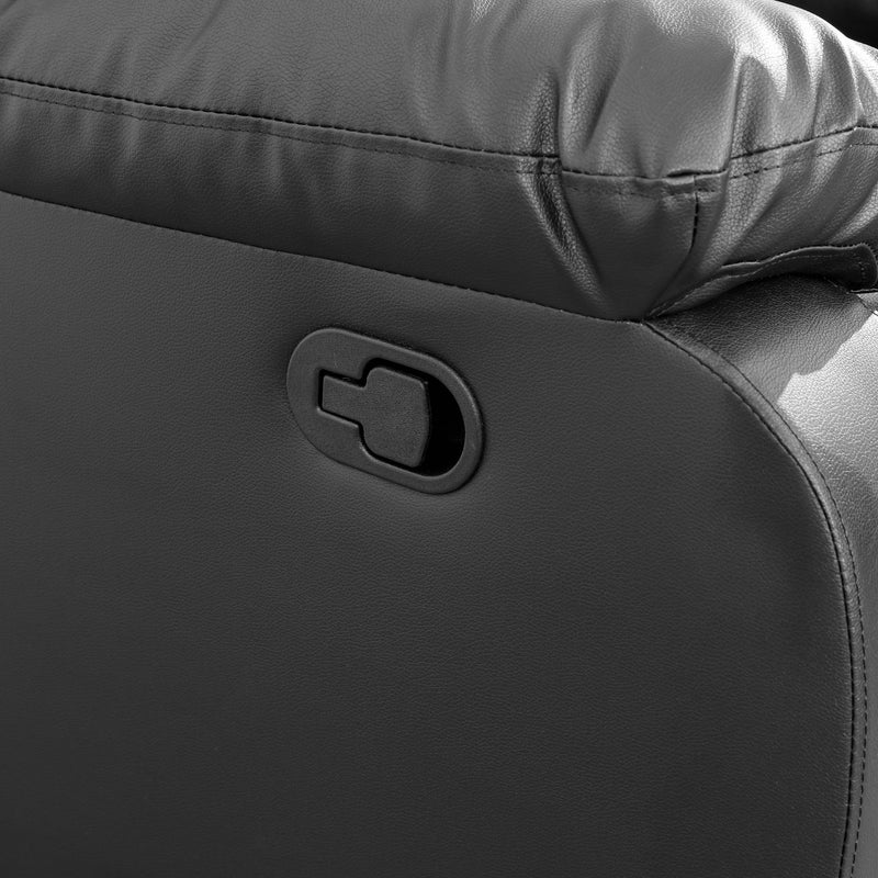 Black Semi PU And PVC 3-Piece Couch Living Room Sofa