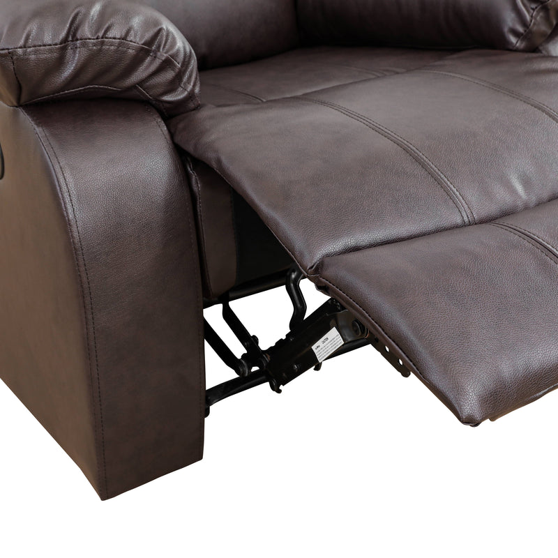 Brown Semi PU And PVC 3-Piece Couch Living Room Sofa