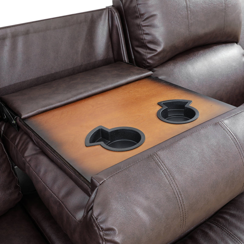 Brown Semi PU And PVC 3-Piece Couch Living Room Sofa