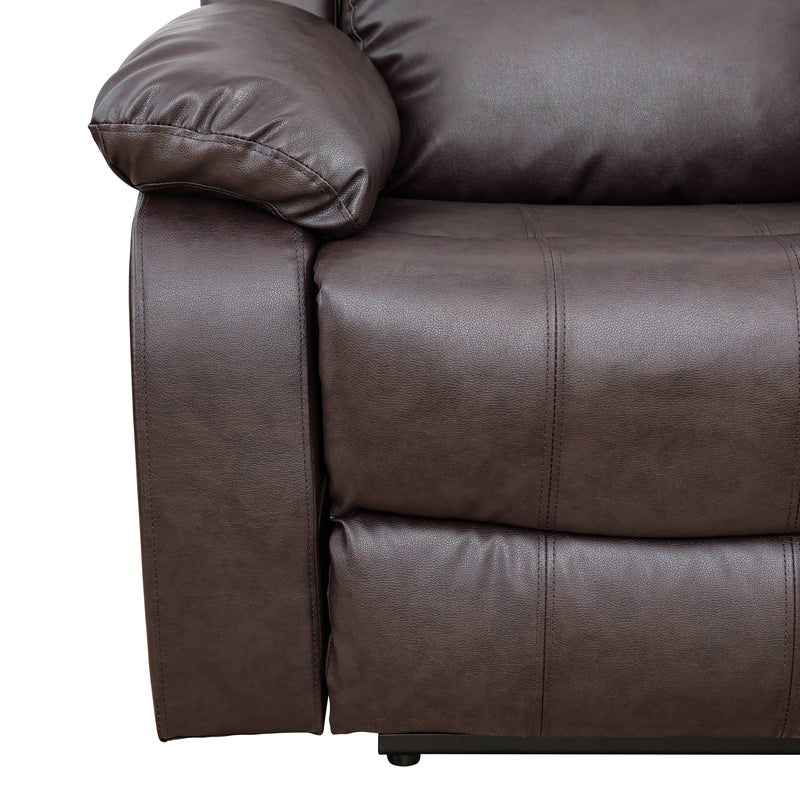 Brown Semi PU And PVC 3-Piece Couch Living Room Sofa